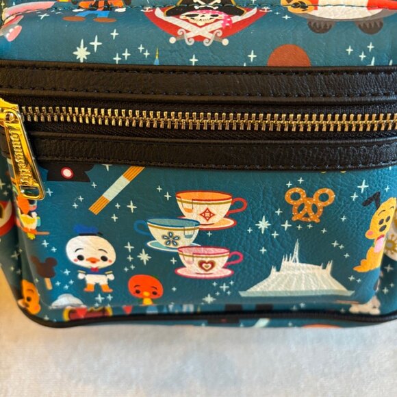 DISNEY PARKS LOUNGEFLY BACKPACK Disney Characters Blue EUC - Picture 6 of 16